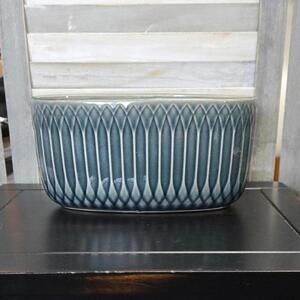 Urban Trends Ceramic Low Pot Oval | Gray